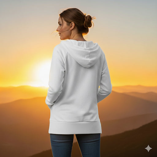 Light Weight Hooded Zipper- White