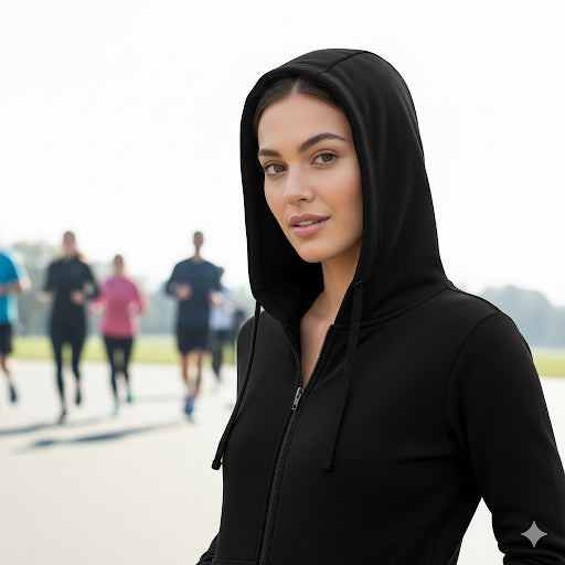 Light Weight Hooded Zipper- Black