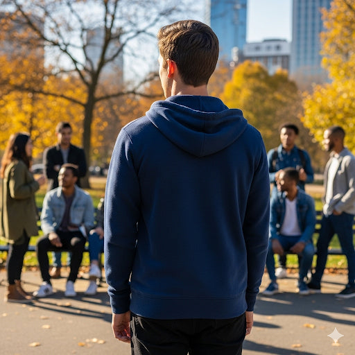 Light Weight Hooded Zipper- Navy Blue