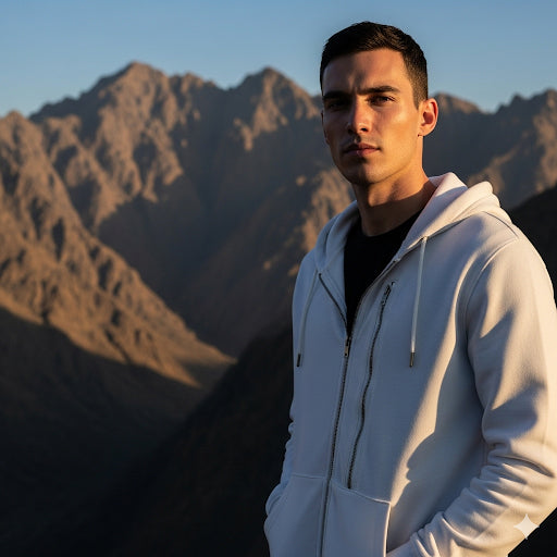 Light Weight Hooded Zipper- White