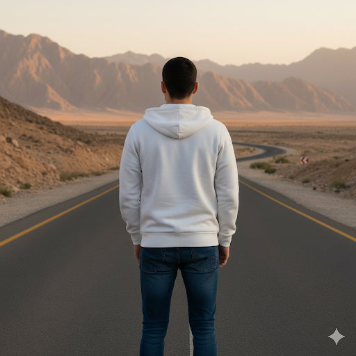 Light Weight Hooded Zipper- White