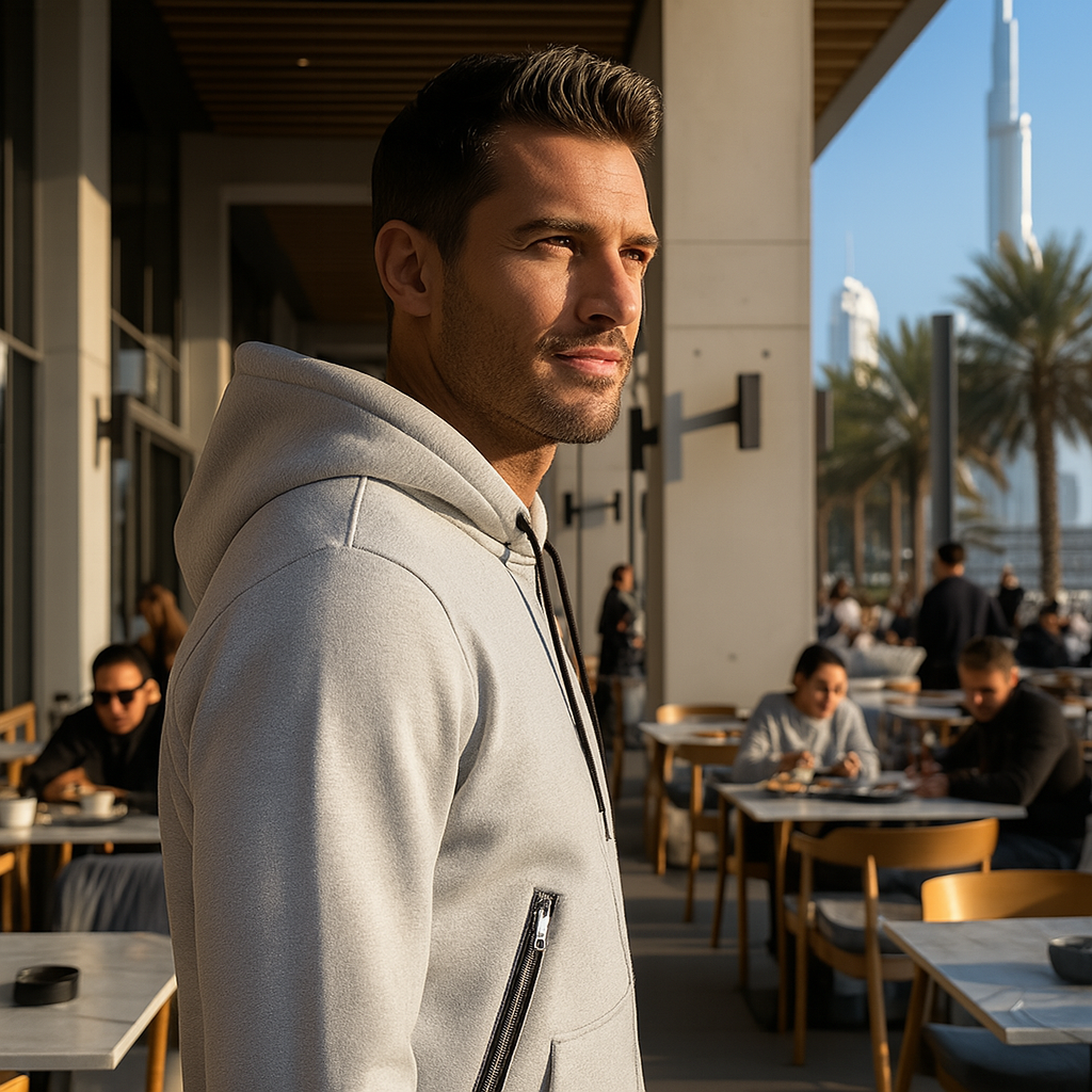 Light Weight Hooded Zipper- Silver